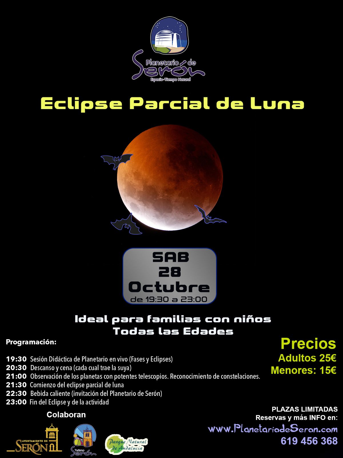 Eclipse de Luna. Observación de Planetas