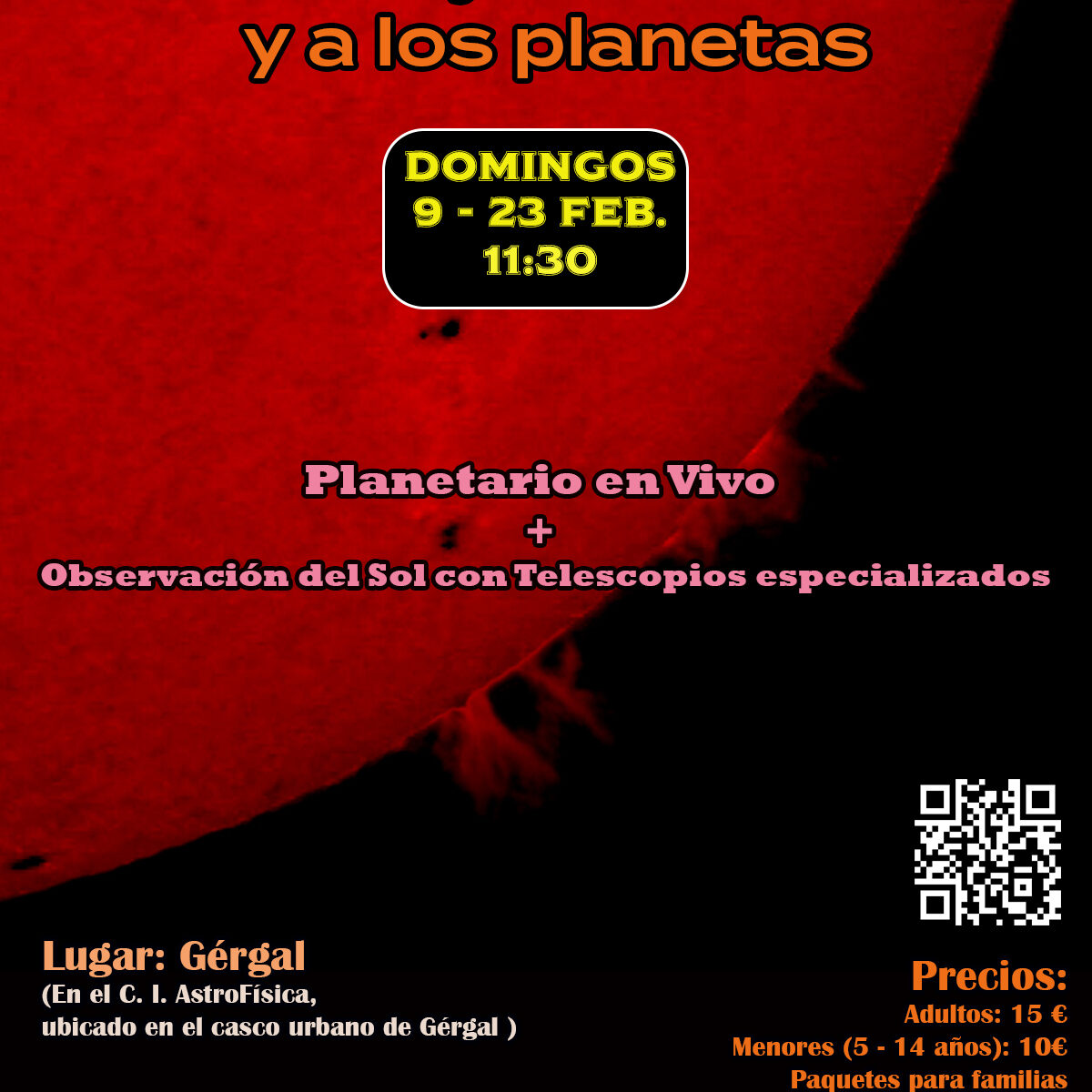 Observación del Sol y Planetario, proximos eclipses de Sol, alineamiento de planetas